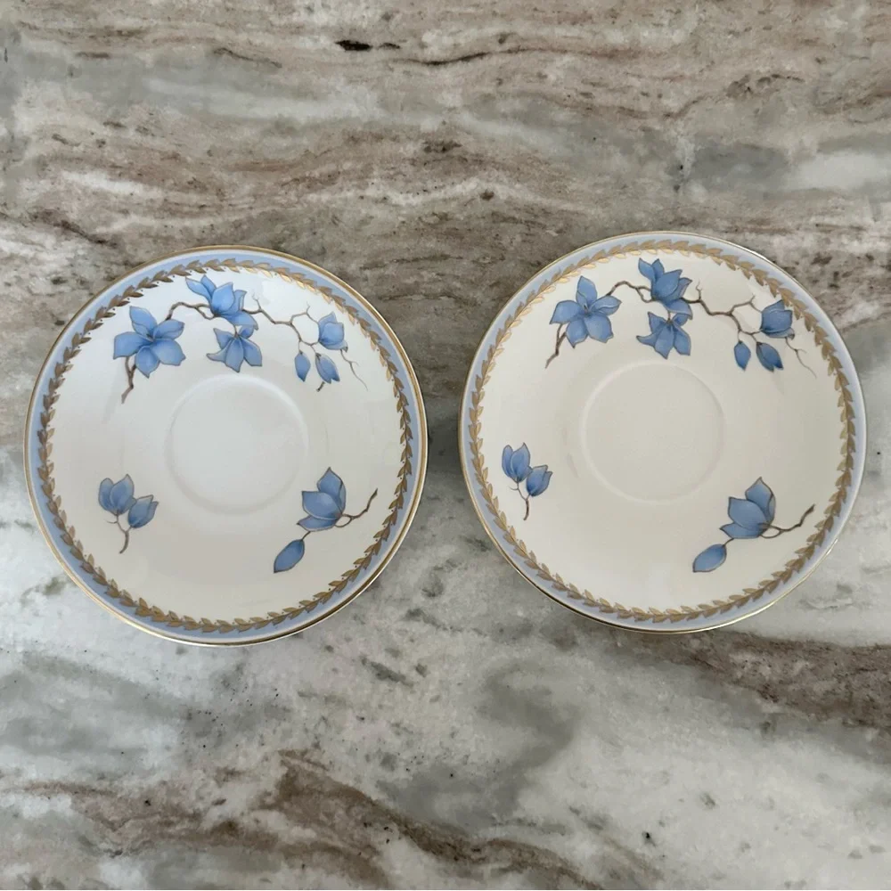 Rosenthal Selb Germany Winifred China White & Blue Floral Print Gold Rim Tea Cup